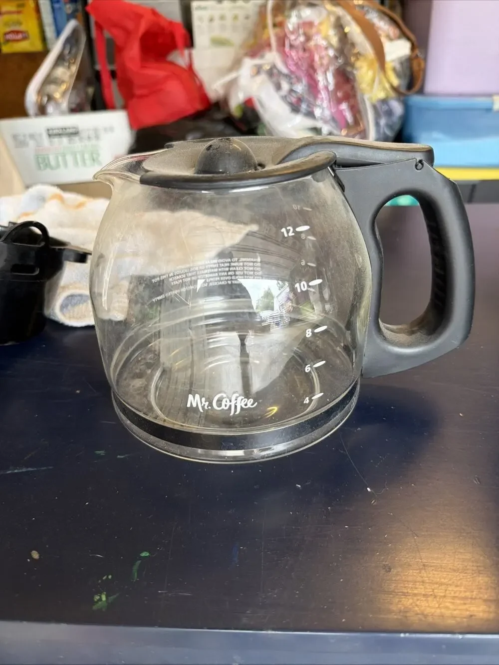 Mr. Coffee 12 Cup Glass Replacement Decanter Pot Black Handle & Lid JWX23KB-02